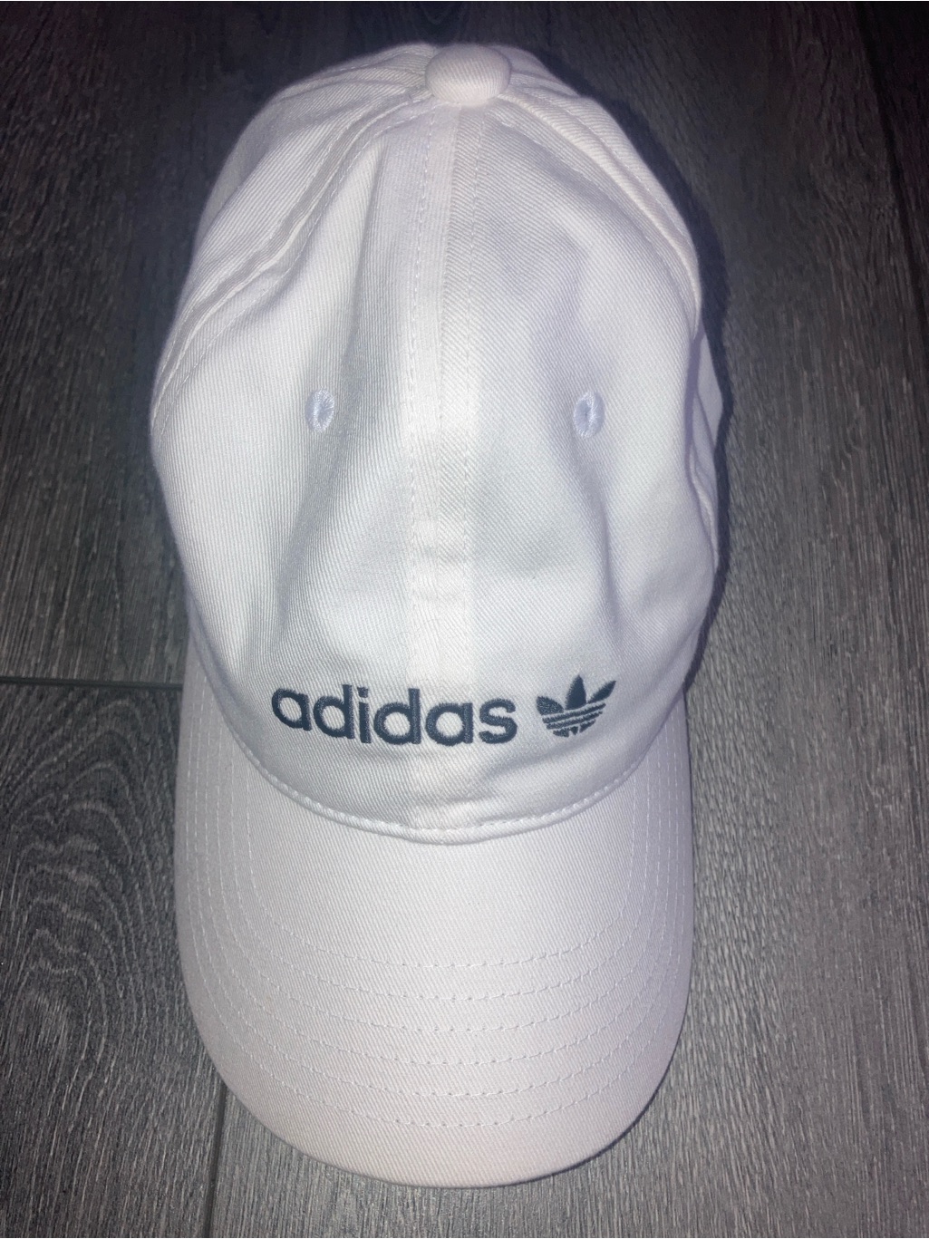 Adidas White Trefoil Logo Baseball Hat